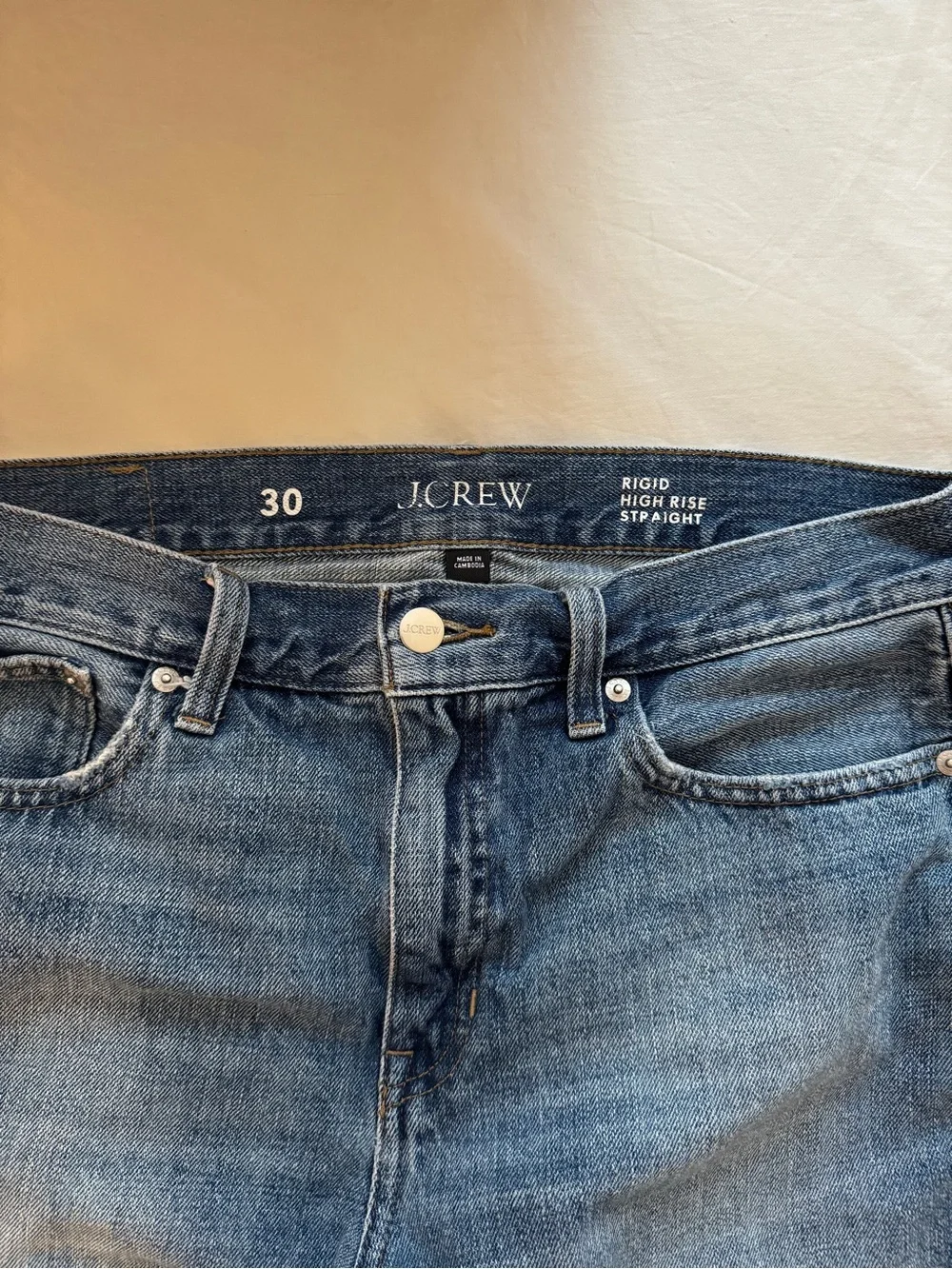 J. Crew High-Rise Straight-Leg Jeans in Medium Blue Wash